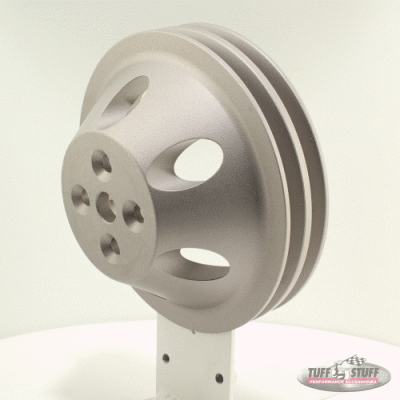 Tuff Stuff Performance - Water Pump Pulley; For Use w/Small Block Chevy Engines - Machined Aluminum - Factory Cast Plus - 2 Groove - Short Pump - 5/8 in. Pilot Hole; 9887F - Image 2