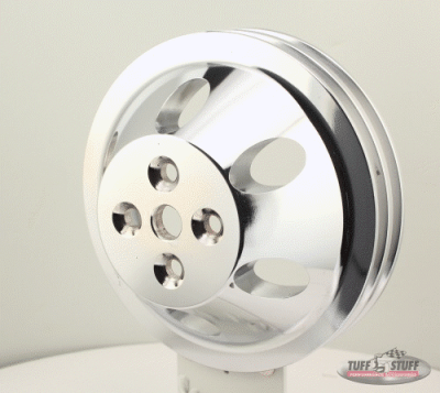 Tuff Stuff Performance - Water Pump Pulley; For Use w/Big Block Chevy Engines - Machined Aluminum - Triple Chrome - 2 Groove - Short Pump - 5/8 in. Pilot Hole; 9888A - Image 2