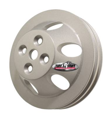 Water Pump Pulley; For Use w/Big Block Chevy Engines - Machined Aluminum - Factory Cast Plus - 2 Groove - Short Pump - 5/8 in. Pilot Hole; 9888F