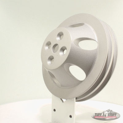 Tuff Stuff Performance - Water Pump Pulley; For Use w/Big Block Chevy Engines - Machined Aluminum - Factory Cast Plus - 2 Groove - Short Pump - 5/8 in. Pilot Hole; 9888F - Image 2