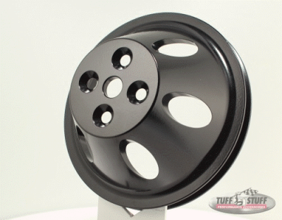 Tuff Stuff Performance - Water Pump Pulley; For Use w/Big Block Chevy Engines - Machined Aluminum - Black Powder Coat - 1 Groove - Short Pump - 5/8 in. Pilot Hole; 9889BLK - Image 2