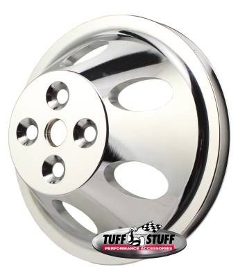 Water Pump Pulley; For Use w/Big Block Chevy Engines - Machined Aluminum - Polished - 1 Groove - Short Pump - 5/8 in. Pilot Hole; 9889P