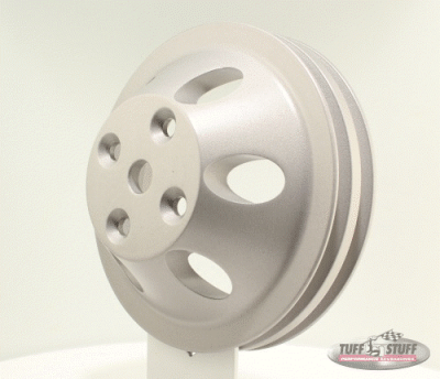 Tuff Stuff Performance - Water Pump Pulley; For Use w/Small Block Chevy Engines - Machined Aluminum - Factory Cast Plus - 2 Groove - Long Pump - 5/8 in. Pilot Hole; 9890F - Image 2