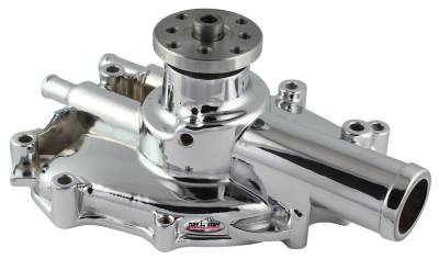 Water Pump; 4.312 in. Hub Height - 3/4 in. Pilot - Shorty - Aluminum Casting - Chrome - Driver Side Inlet; 1625NG