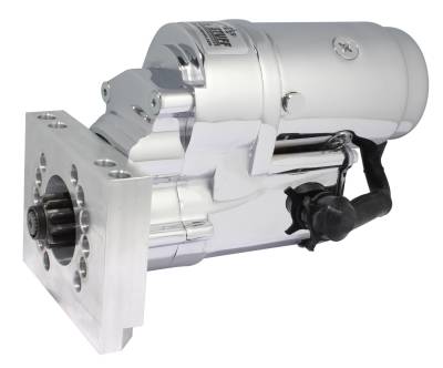 Starter; Tuff Torque - 18:1 - Straight Mounting Block - 153 Or 168 Tooth Flywheel - Chrome; 3193NA