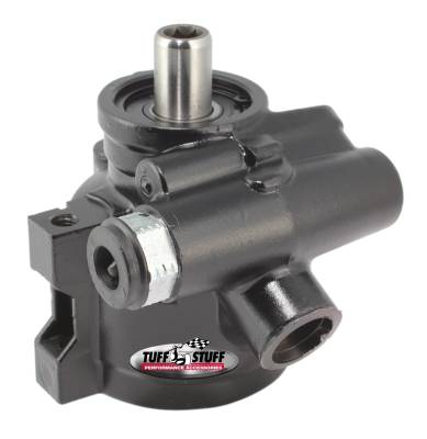 Power Steering Pump; GM Pressure Slip Fitting - M8x1.25 Threaded Hole Mounting - Btm Pressure Port - For Street Rods/Custom Vehicles w/Limited Engine Space - Black; 6170ALB-1
