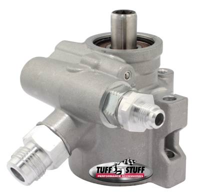 Power Steering Pump; AN-6 And AN-10 Fitting - 8mm Through Hole Mounting - Aluminum - For Street Rods/Custom Vehicles w/Limited Engine Space - Factory Cast PLUS+; 6175AL