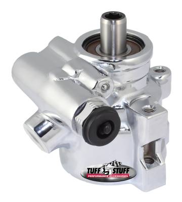 Power Steering Pump; GM Pressure Slip - M8x1.25 Threaded Hole Mounting - Aluminum - For Street Rods/Custom Vehicles w/Limited Engine Space - Polished; 6175ALP-1