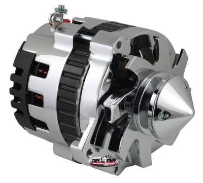 Alternator; 160 AMP - 1 Wire Or OEM Hookup - V Groove Pulley - Double Wide Heavy Duty Ball Bearings - Chrome; 7861ABULL