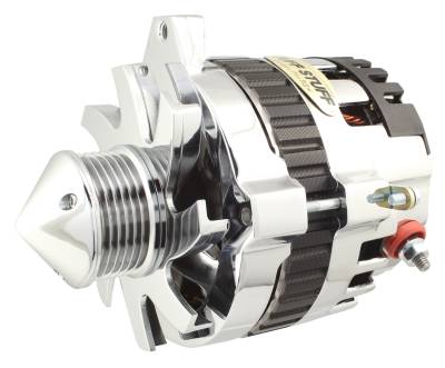 Alternator; 160 AMP - 1 Wire Or OEM Hookup - 6 Groove Pulley - Bullet Fan - Chrome; 7861ABULL6G