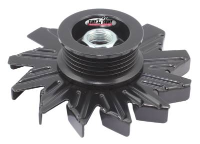 Alternator Pulley; 5 Groove Serpentine Pulley - Incl. Fan/Lock Washer/Nut - Stealth Black; 7600CB