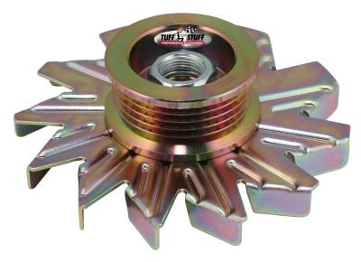 Alternator Pulley; 5 Groove Serpentine Pulley - Incl. Fan/Lock Washer/Nut - Gold Zinc; 7600CD