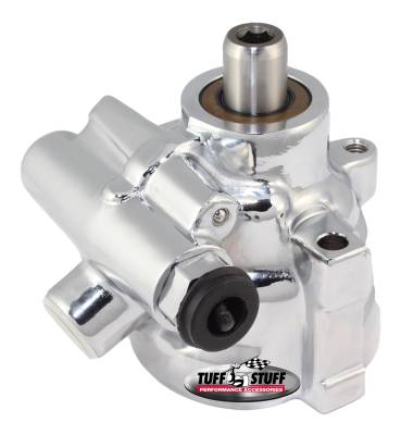 Power Steering Pump; LS1 - Threaded Mounting - Top Port - 1200 PSI - 19mm Shaft Diameter - Chrome Aluminum; 6175ALD-6