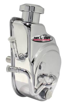 Power Steering Pump; Direct Fit - 3/4 in. Press Fit Shaft - 1200 PSI - 3/8 in.-16 Mtg. Holes - w/Hydro-Boost Brakes - Chrome Plated; 6162A