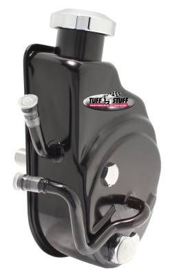Power Steering Pump; Direct Fit - 3/4 in. Press Fit Shaft - 1200 PSI - 3/8 in.-16 Mtg. Holes - w/Hydro-Boost Brakes - Stealth Black; 6162B