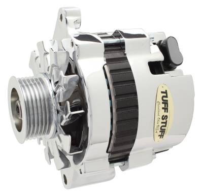Alternator; 120 AMP - CS121 GM Style Mini Racer - 1 Wire Or OEM Hookup - 12 Volt - 6G Groove Pulley - Chrome - Side Terminal - For Use In GM Models; 7937AST6G