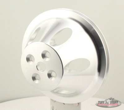 Tuff Stuff Performance - Water Pump Pulley; For Use w/Small Block Chevy Engines - Machined Aluminum - Satin - 1 Groove - Short Pump - 5/8 in. Pilot Hole; 9885C - Image 2