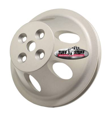 Water Pump Pulley; For Use w/Small Block Chevy Engines - Machined Aluminum - Factory Cast Plus - 1 Groove - Short Pump - 5/8 in. Pilot Hole; 9885F