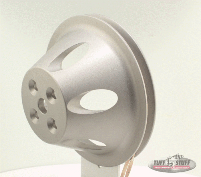 Tuff Stuff Performance - Water Pump Pulley; For Use w/Small Block Chevy Engines - Machined Aluminum - Factory Cast Plus - 1 Groove - Short Pump - 5/8 in. Pilot Hole; 9885F - Image 2
