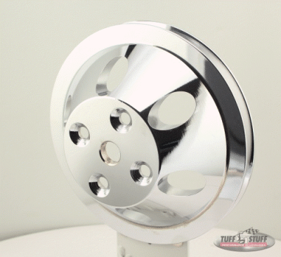 Tuff Stuff Performance - Water Pump Pulley; For Use w/Small Block Chevy Engines - Machined Aluminum - Satin - 1 Groove - Long Pump - 5/8 in. Pilot Hole; 9886C - Image 2