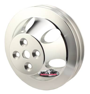 Water Pump Pulley; For Use w/Big Block Chevy Engines - Machined Aluminum - Satin Finish - 2 Groove - Short Pump - 5/8 in. Pilot Hole; 9888C