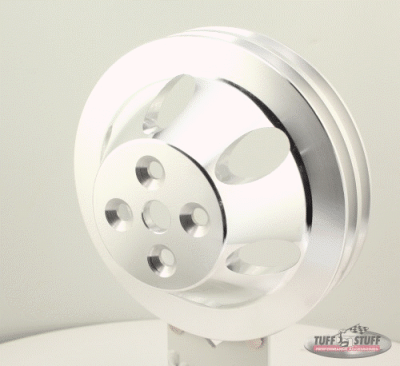 Tuff Stuff Performance - Water Pump Pulley; For Use w/Big Block Chevy Engines - Machined Aluminum - Satin Finish - 2 Groove - Short Pump - 5/8 in. Pilot Hole; 9888C - Image 2