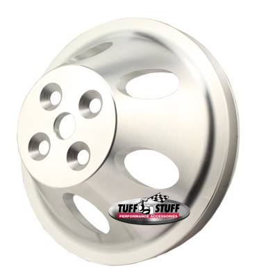 Water Pump Pulley; For Use w/Big Block Chevy Engines - Machined Aluminum - Satin Finish - 1 Groove - Short Pump - 5/8 in. Pilot Hole; 9889C