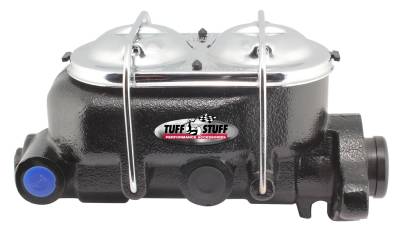 Brake Master Cylinder; Univ. - Dual Reservoir - 1 in. Bore - 9/16 in. And 1/2 in. Driver Side Ports - Shallow Hole - Fits Hot Rods/Customs/Muscle Cars - Stealth Black Powder Coat; 2018NC
