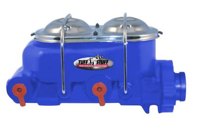Brake Master Cylinder; Dual Reservoir - 1 in. Bore - Dual 3/8 in. Ports On Both Sides - 3 3/8 in. Mounting Hole Spacing - Shallow Hole - Blue Powdercoat; 2020NCBLUE