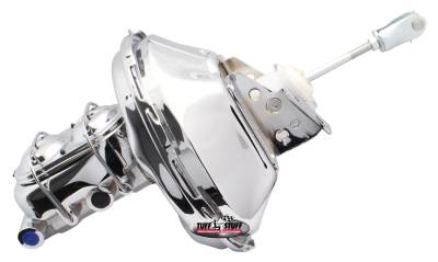 Brake Master Cylinder/Booster Assembly; 11 in. - 1 1/8 in. Bore - Single Diaphragm - w/PN[2072] Dual Rsvr. Master Cyl. - Incl. (3) 3/8 in.-16 Studs - Chrome; 2127NA