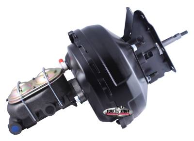 Brake Master Cylinder/Booster Assembly; 11 in - 1 in Bore - Dual Diaphragm - w/PN[2020] Dual Rsvr. Master Cyl. - 10x1.5 Metric Studs - 3/8 in.-16 Pedal Rod Threads - Stealth Black Powder Coat; 2132NB-1