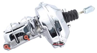 Brake Master Cylinder/Booster Assembly; 9 in. - 1 in. Bore - Single Diaphragm - w/PN[2020] Dual Rsvr. Master Cyl. - (3) M10-1.5 x 28MM Metric Studs - Chrome; 2133NA-1