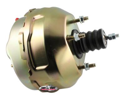 Power Brake Booster; 9 in. - Dual Diaphragm - Rod Length 4.12 in. - Incl. 3/8 in.-16 Mtg. Studs And Nuts - Fits Hot Rods/Customs/Muscle Cars - Gold Zinc; 2229NB