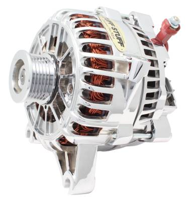 Alternator; 225 AMP - OEM Wire - 6 Groove Pulley - Aluminum - Polished; 8318DP