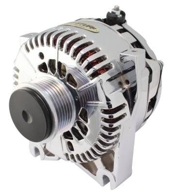 Alternator; 225 AMP - OEM Wire - 6 Groove Clutch Pulley - Aluminum - Polished; 8436DP