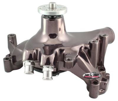 Water Pump; 7.281 in. Hub Height - 5/8 in. Pilot - Long - Flat Smooth Top And (2) Threaded Water Ports - Black Chrome; 1459NA7