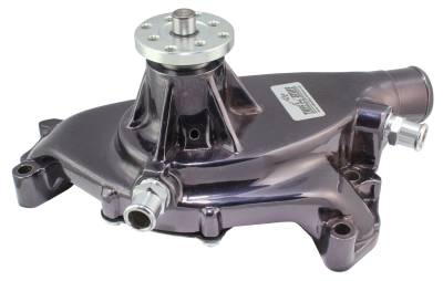 Water Pump; 5.750 in. Hub Height - 5/8 in. Pilot - Short - Flat Smooth Top And (2) Threaded Water Ports - Black Chrome; 1496NA7