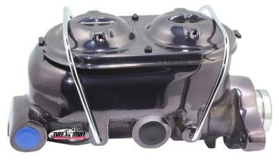 Brake Master Cylinder; Universal - Dual Reservoir - 1 in. Bore - 9/16 in. And 1/2 in. Driver Side Ports - Deep Hole - Fits Hot Rods/Customs/Muscle Cars - Black Chrome; 2019NA7