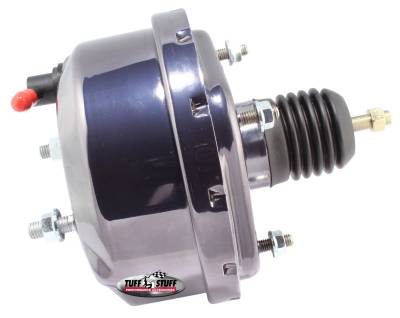 Power Brake Booster; Universal - 7 in. - Single Diaphragm - Incl. 3/8 in.-16 Mtg. Studs And Nuts - Fits Hot Rods/Customs/Muscle Cars - Black Chrome; 2221NA7