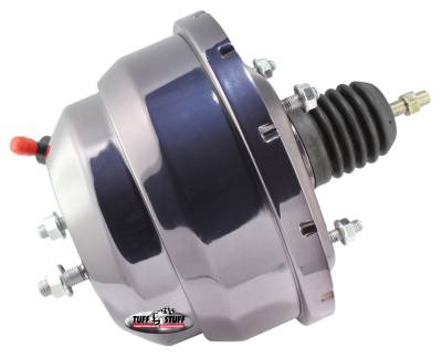 Power Brake Booster; Universal - 8 in. - Dual Diaphragm - Incl. 3/8 in.-16 Mtg. Studs And Nuts - Fits Hot Rods/Customs/Muscle Cars - Black Chrome; 2223NA7