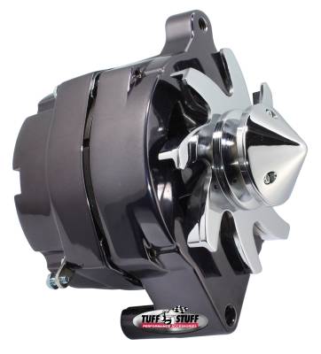 Alternator; 100 AMP - Smooth Back - 1 Wire - V Bullet Pulley - Black Chrome; 7068ABULL7