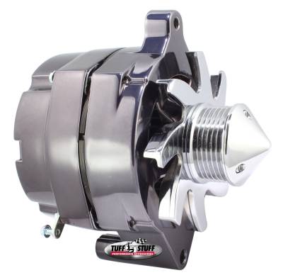 Alternator; 140 AMP - Smooth Back - 1 Wire - 6 Grove Bullet Pulley - Black Chrome; 7069ABULL6G7