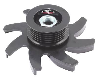 Alternator Pulley; 6 Groove Serpentine Pulley - Billet Style - Incl. Fan/Lock Washer/Nut - Stealth Black; 7679DC
