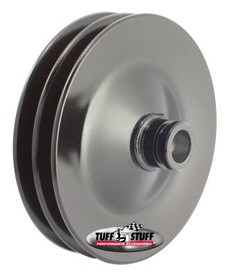 Power Steering Pump Pulley; Double V-Groove - Fits All Tuff Stuff Saginaw Style Pumps That Require A Press-On Pulley - Black Powder Coated; 8486B