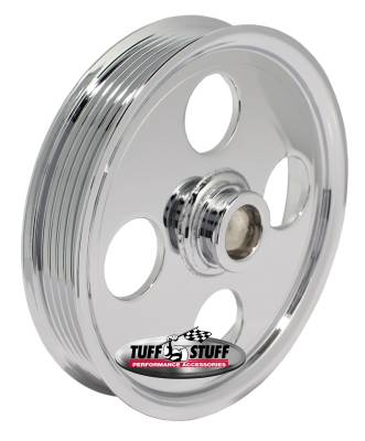 Power Steering Pump Pulley; For .748 in. Shaft - 6-Groove - Fits All Tuff Stuff Type II Pumps That Require A 19mm Press-On Pulley - Chrome Plated; 8489A