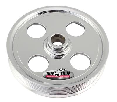 Tuff Stuff Performance - Power Steering Pump Pulley; For .748 in. Shaft - 6-Groove - Fits All Tuff Stuff Type II Pumps That Require A 19mm Press-On Pulley - Chrome Plated; 8489A - Image 3