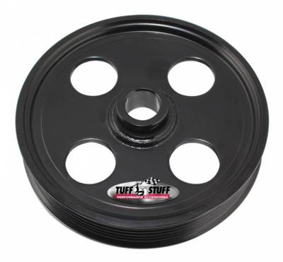 Tuff Stuff Performance - Power Steering Pump Pulley; For .748 in. Shaft - 6-Groove - Fits All Tuff Stuff Type II Pumps That Require A 19mm Press-On Pulley - Black Powder Coated; 8489B - Image 2