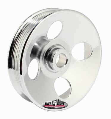 Power Steering Pump Pulley; For .663 in. Shaft - 6-Groove - Fits All Tuff Stuff Type II Pumps That Require A 17mm Press-On Pulley - Chrome Plated; 8487A
