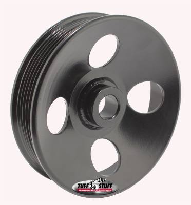 Power Steering Pump Pulley; For .663 in. Shaft - 6-Groove - Fits All Tuff Stuff Type II Pumps That Require A 17mm Press-On Pulley - Black Powder Coated; 8487B