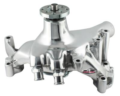 Water Pump; 7.281 in. Hub Height - 5/8 in. Pilot - Long - Flat Smooth Top And (2) Threaded Water Ports - Chrome; 1459NA